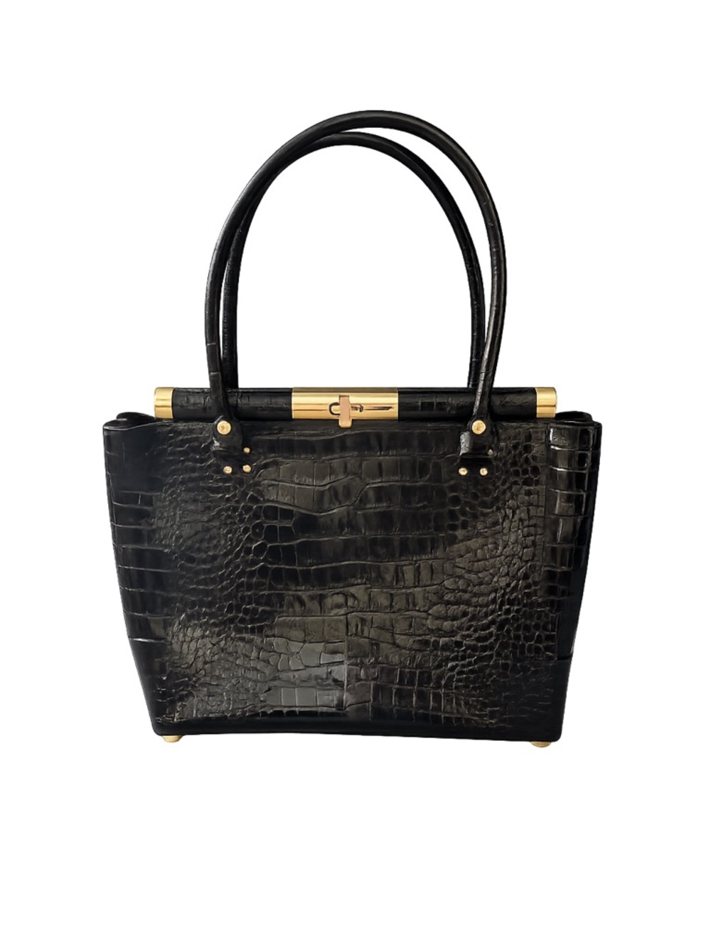 Kate Spade Knightsbridge Constance Satchel Shoulder Bag | Croc-Embossed in Black